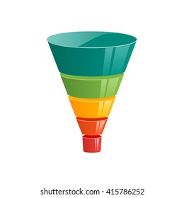 Sales Funnel Illustration Five Steps Vector Infographic 3d Isometric, Isolated On White Background