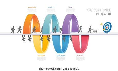 Sales funnel Infographic diagram template for business.6 step arrows, marketing and startup business, vector infographics.