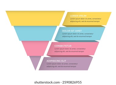Sales funnel infographic template with 4 stages, vector eps10 illustration