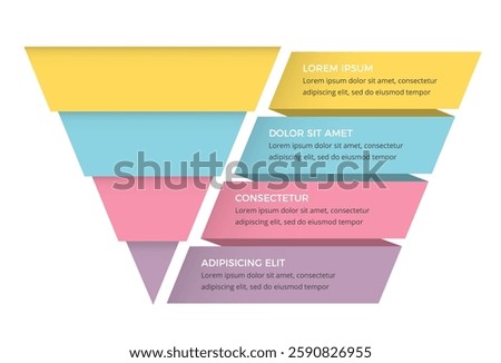 Sales funnel infographic template with 4 stages, vector eps10 illustration