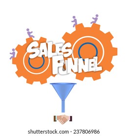 Sales funnel for infographics on a on a yellow background. Vector illustration.