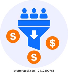 sales funnel lead conversion rate modern icon clipart illustration