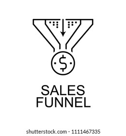 sales funnel line icon. Element of seo and web optimization icon with name for mobile concept and web apps. Thin line sales funnel line icon can be used for web and mobile on white background