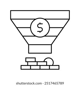 Verkaufstrichter Linie Symbol Vektor. Verkaufstrichter-Zeichen. isoliertes Kontursymbol, schwarze Illustration