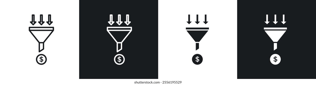 Sales funnel linear icon set for app, and web design.