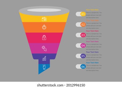 Sales Funnel For Marketing Digital 3d Infographic Vector Image 6