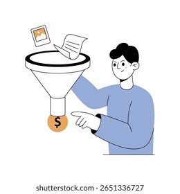 Sales Funnel Modern illustrations. Eps 10 file on transparent background