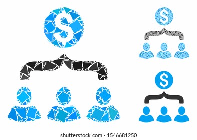 Sales funnel mosaic of tuberous elements in different sizes and color tinges, based on sales funnel icon. Vector rugged elements are organized into mosaic.