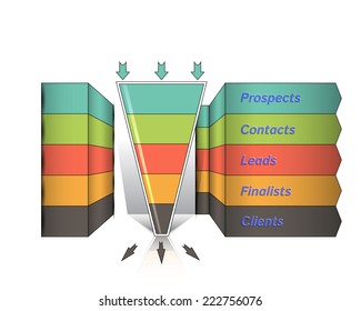 Sales funnel on a gray background 3D. Vector illustration.