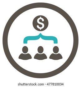 Sales Funnel rounded icon. Vector illustration style is flat iconic bicolor symbol, grey and cyan colors, white background.