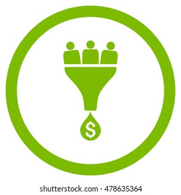 Sales Funnel rounded icon. Vector illustration style is flat iconic symbol, eco green color, white background.