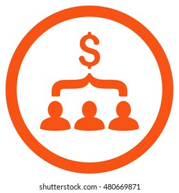 Sales Funnel rounded icon. Vector illustration style is flat iconic symbol, orange color, white background.