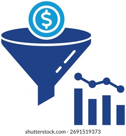 Funil de vendas Ícone de vetor simples e claro que ilustra uma ideia ou função essencial