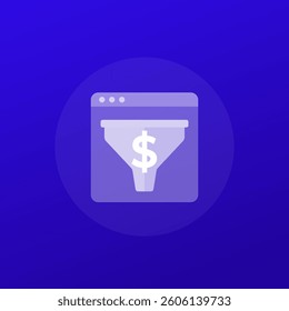 sales funnel software icon, transparent design