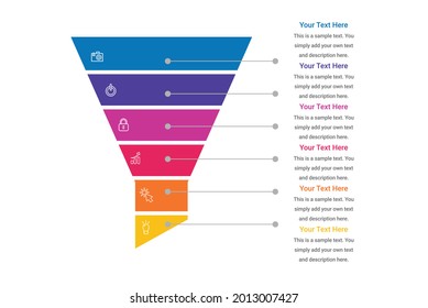 Sales funnel with steps stages business vector image 6