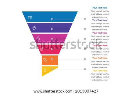 Sales funnel with steps stages business vector image 6