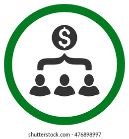 Sales Funnel vector bicolor rounded icon. Image style is a flat icon symbol inside a circle, green and gray colors, white background.