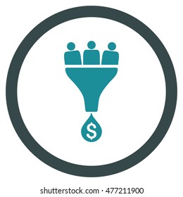 Sales Funnel vector bicolor rounded icon. Image style is a flat icon symbol inside a circle, soft blue colors, white background.