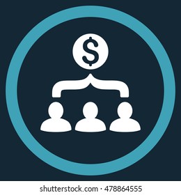 Sales Funnel vector bicolor rounded icon. Image style is a flat icon symbol inside a circle, blue and white colors, dark blue background.