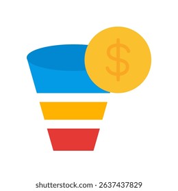 Sales Funnel Vector for Business Conversion Automation. Lead generation system illustration, customer journey design, marketing growth concept.