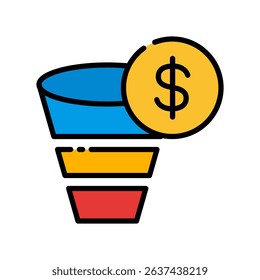 Sales Funnel Vector for Business Conversion Automation. Lead generation system illustration, customer journey design, marketing growth concept.
