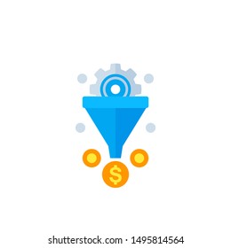 sales funnel vector flat icon on white