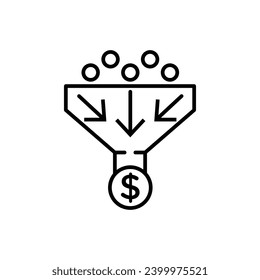 Sales funnel vector icon. Lead conversion symbol. Marketing funnel sign in black and white color.