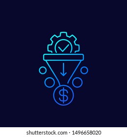 sales funnel vector icon, linear