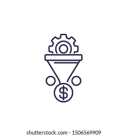 sales funnel vector icon on white, line