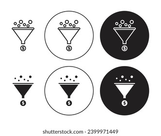 Sales funnel vector icon set. Lead conversion symbol. Marketing funnel sign suitable for apps and websites UI designs.