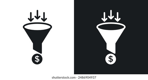 Conjunto de iconos de Vector de embudo de ventas en color blanco y negro sólido