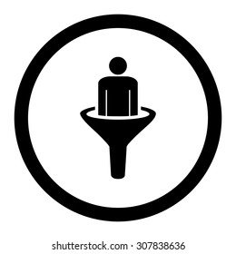 Sales funnel vector icon. This rounded flat symbol is drawn with black color on a white background.