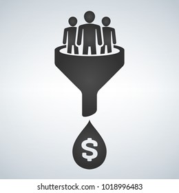 Sales funnel vector line icon. Internet marketing conversion concept. Producing money.