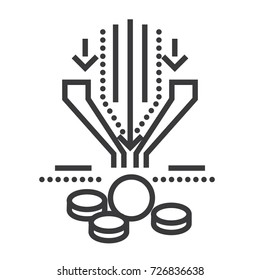 sales funnel vector line icon, sign, illustration on background, editable strokes