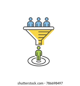 Sales Funnel Vector Line Icon. Internet Marketing Conversion Concept.