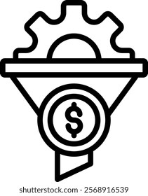 Sales Funnel Vector Lineal Icon On White Background.