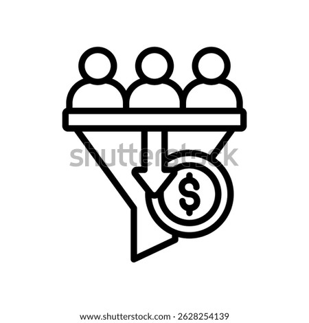 Sales Funnel Vector Lineal Icon On White Background.