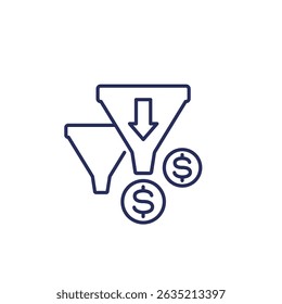 Icono de embudos de ventas, Vector de línea