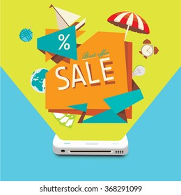 Sales of goods through the mobile device. Online Store