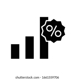 Sales graphic black icon, concept illustration, vector flat symbol, glyph sign.