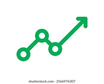 sales growing or profit icon like green arrow. simple modern gdp insight logotype graphic design element isolated on white. concept of economic product growth pictogram or business increase badge