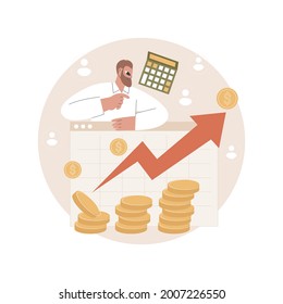 Sales growth abstract concept vector illustration. Profit plan, client database growth, sales manager, promotion method, marketing goal, salesman achievement, rate formula abstract metaphor.