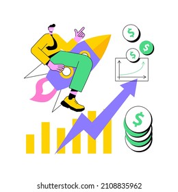 Sales growth abstract concept vector illustration. Profit plan, client database growth, sales manager, promotion method, marketing goal, salesman achievement, rate formula abstract metaphor.