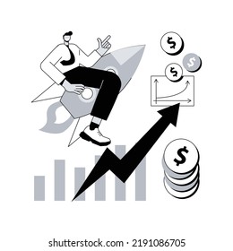 Sales growth abstract concept vector illustration. Profit plan, client database growth, sales manager, promotion method, marketing goal, salesman achievement, rate formula abstract metaphor.