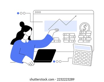 Sales growth abstract concept vector illustration. Profit plan, client database growth, sales manager, promotion method, marketing goal, salesman achievement, rate formula abstract metaphor.