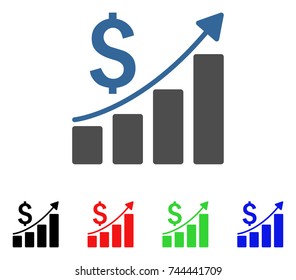 Sales Growth Chart icon. Vector illustration style is a flat iconic sales growth chart symbol with black, red, green, blue color variants. Designed for web and software interfaces.
