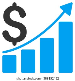 Sales Growth Chart vector icon. Style is bicolor flat symbol, blue and gray colors, white background.