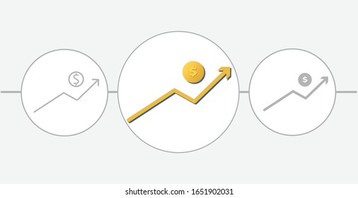 Sales growth flat icon. solid and line icon