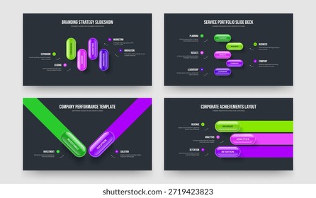 Crecimiento de ventas Cuatro Cinco Dos Tres Opciones Infografía Presentación Plantilla Ilustración vectorial Paquete. Informe digital 4 5 2 3 Diagrama de elementos Colección de diseño de presentación.