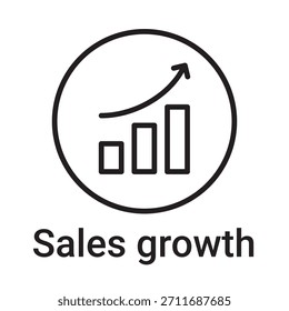 Icono de crecimiento de ventas. Símbolo de línea de Vector para un Sitio web, tarjeta de producto, presentación y App móvil, embalaje o instrucción. Signo de esquema editable
